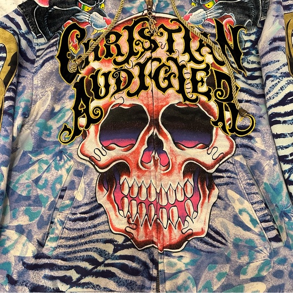 Vintage Rare Christian Audigier Ed Hardy XL Y2K Zip Up Hoodie GUC - Picture 6 of 16